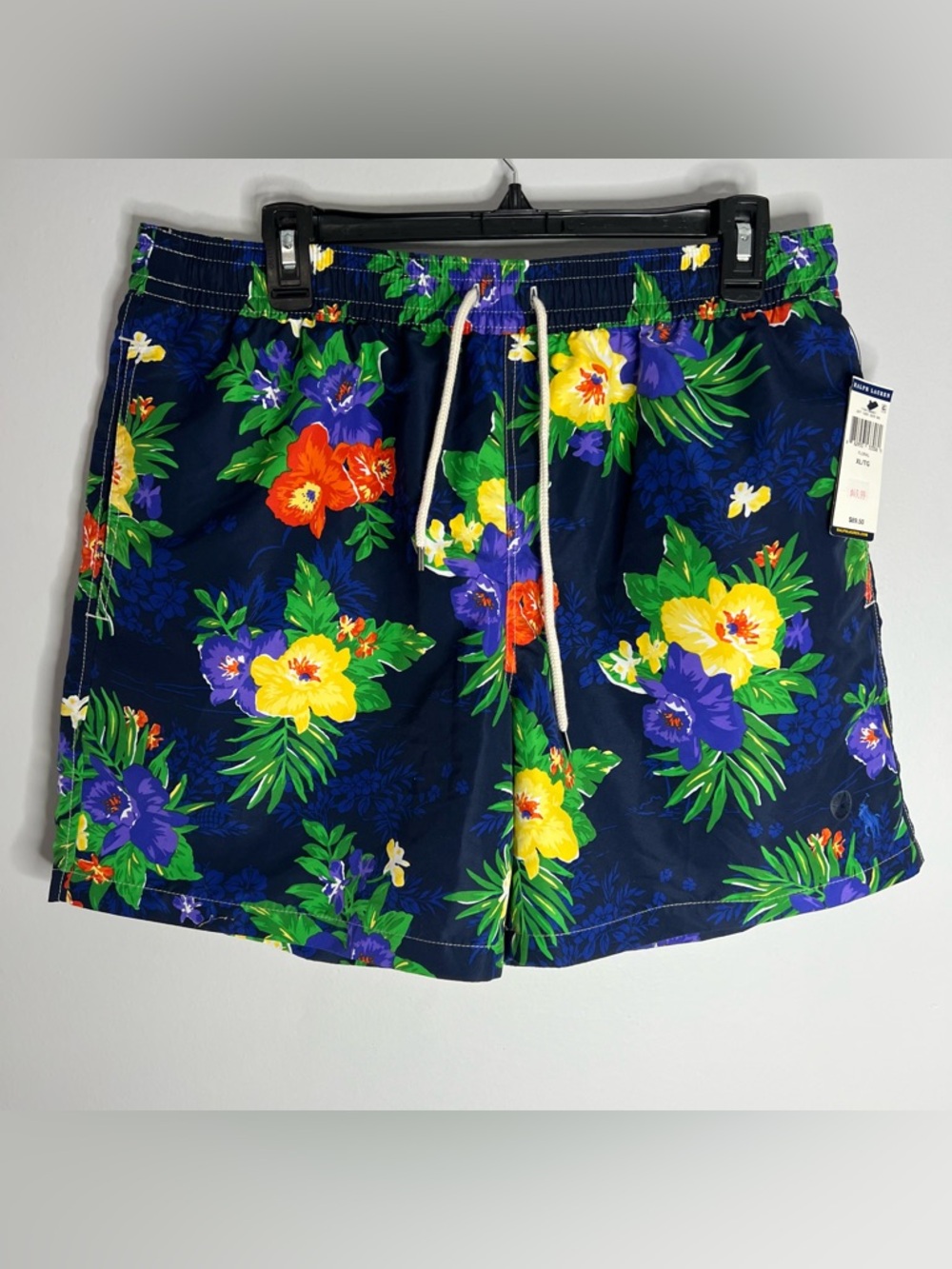 Polo Ralph Lauren Floral Print Swim Trunks Mens XL Blue NWT